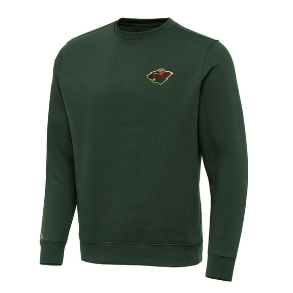 Men's Antigua Hunter Green Minnesota Wild Victory Crewneck Pullover Sweatshirt