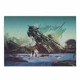 thumbnail image 1 of Fantasy World Cutting Board, Man and Dog Looking at Crashed Spaceship Imagination Futuristic Illustration, Decorative Tempered Glass Cutting and Serving Board, Small Size, Blue Green, by Ambesonne, 1 of 1