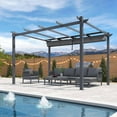 thumbnail image 2 of PURPLE LEAF 10' X 13' Patio Retractable Pergola with Shade Canopy Modern Grill Gazebo Aluminum Metal Pergola for Porch Deck Garden Backyard Pergola, Gray, 2 of 8