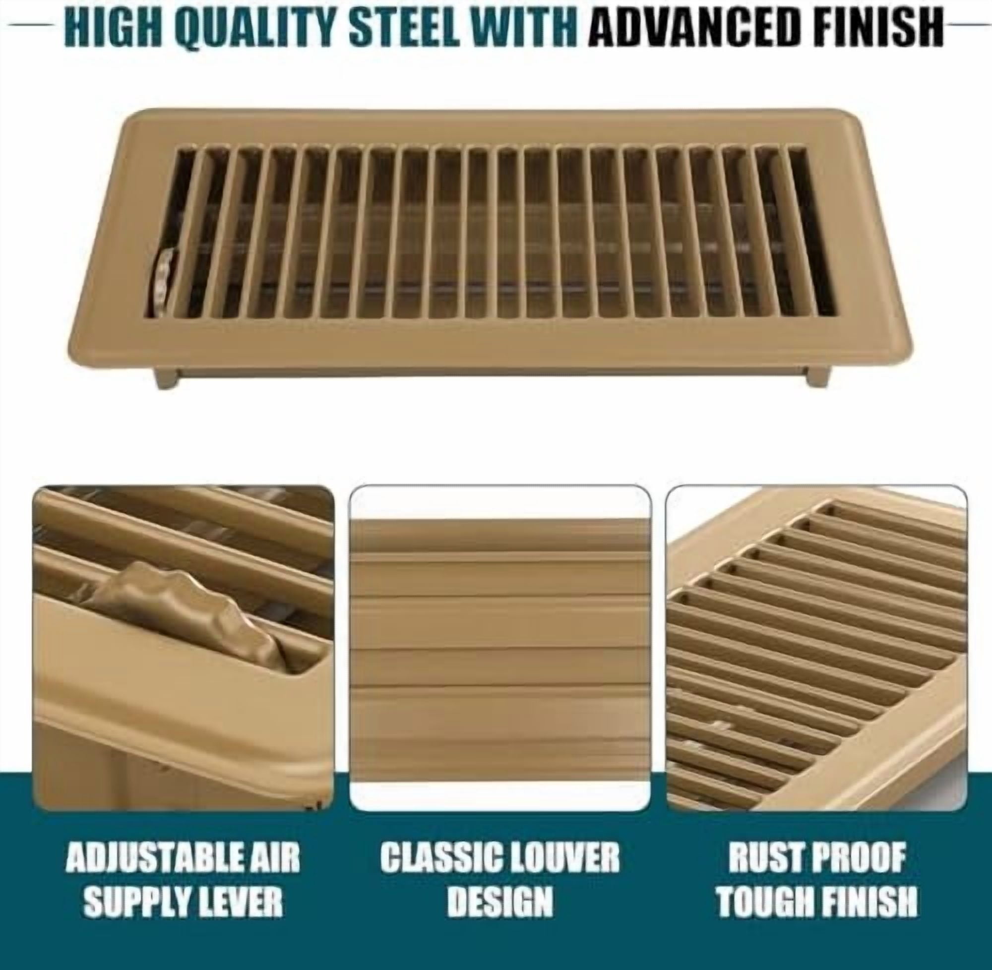 Floor Register 4x10, 10 Pack Brown Floor Register Vents,Heavy Duty Steel Walkable Floor Vents,Vent Covers for Home Floor
