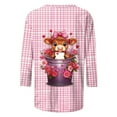thumbnail image 3 of Women's Valentine's Day Plus Size T-Shirt Cute Cow Printed 3/4 Sleeve Tshirt Crew Neck Graphic Tee,S,D, 3 of 6