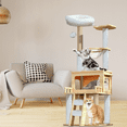thumbnail image 4 of Large Cat Tree with Removable Pads and Perches, 57.8-Inch Wooden Tower for Indoor Play, 4 of 9