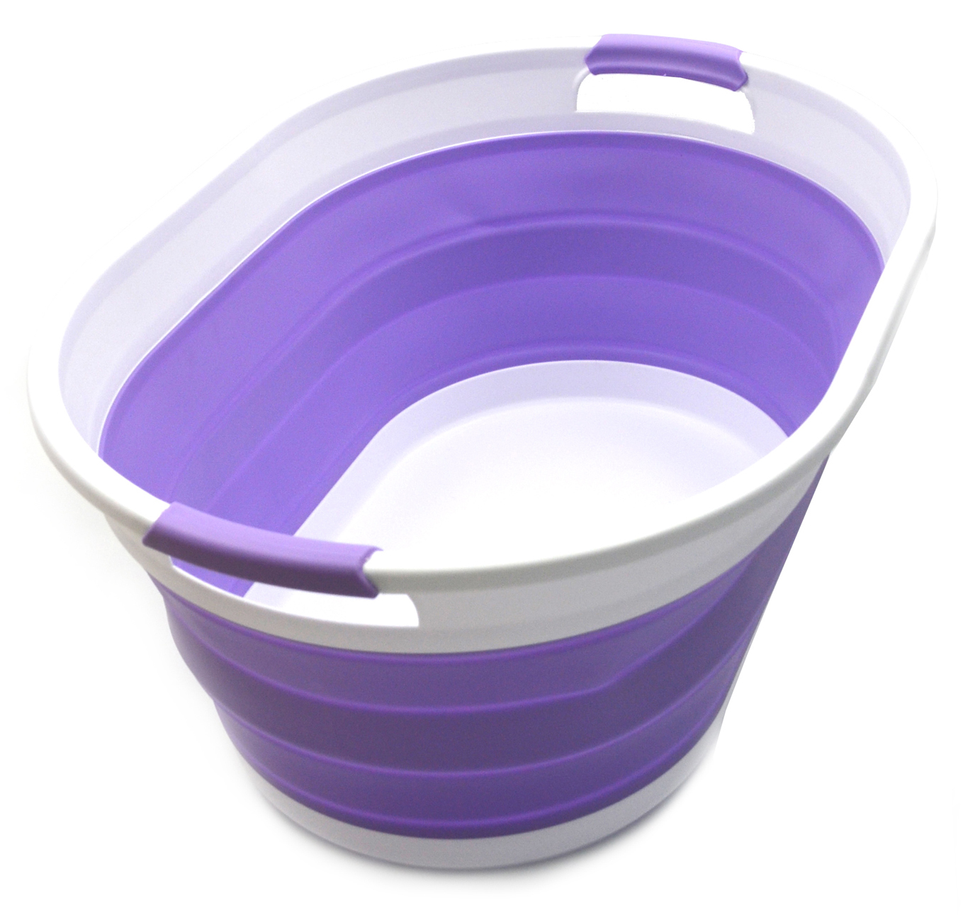 SAMMART 36L Collapsible Laundry Basket – Foldable Oval Tub For Storage, Pet Bath, Icing Drinks & More (Grey, Space-Saving Design)