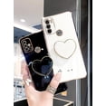 thumbnail image 2 of Funda de lujo con soporte de corazón de amor para Motorola Moto G60 G50 G30 G20 G10 G9 G8 Play E7 Plus Power 5G E20, funda de silicona con soporte chapado Dengxun unisex, 2 of 2