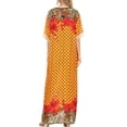thumbnail image 2 of Sakkas Sabra Womens Long Casual Cover-up Tunic Kaftan V neck Dress - 1917-Mustard - XXL, 2 of 5