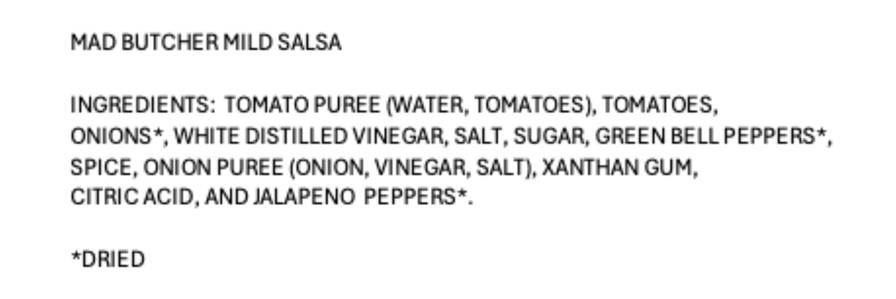 The Mad Butcher's Private Blend Mild Salsa, Gluten Free, Shelf-Stable, 16 oz Jar