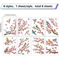 thumbnail image 2 of 8 Sheets Bird Wall Stickers Flower Stickers Animal Window Stickers PVC Waterproof Self Adhesive Wall Decals Removable for Window Decor Clings Housewarming Gift Home Decoration, 2 of 5