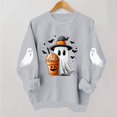 thumbnail image 4 of TKLPEHG Womens Halloween Sweatshirt 2026 Funny Cute Witch Hat Ghost Coffee Cup Graphic Long Sleeve Pullover Crewneck Comfy Holiday Tops Fall Clothes (Gray,L), 4 of 6