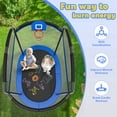 thumbnail image 3 of 6FT Toddler Trampoline with Basketball Hoop, SHINPT Indoor & Outdoor Trampoline with Safety Enclosure Net, Heavy-Duty Jumping Mat and No-Gap Design, Small Trampoline for Boys & Girls Ages 3+, Blue, 3 of 9