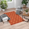 thumbnail image 1 of Sea Animals Turkish Area Rug, Sharks Swimming Horizontal Silhouettes Powerful Dangerous Wild Life, Soft Carpet for Living Room Decor, 4' X 5.7', Red and Pale Orange, by Ambesonne, 1 of 4