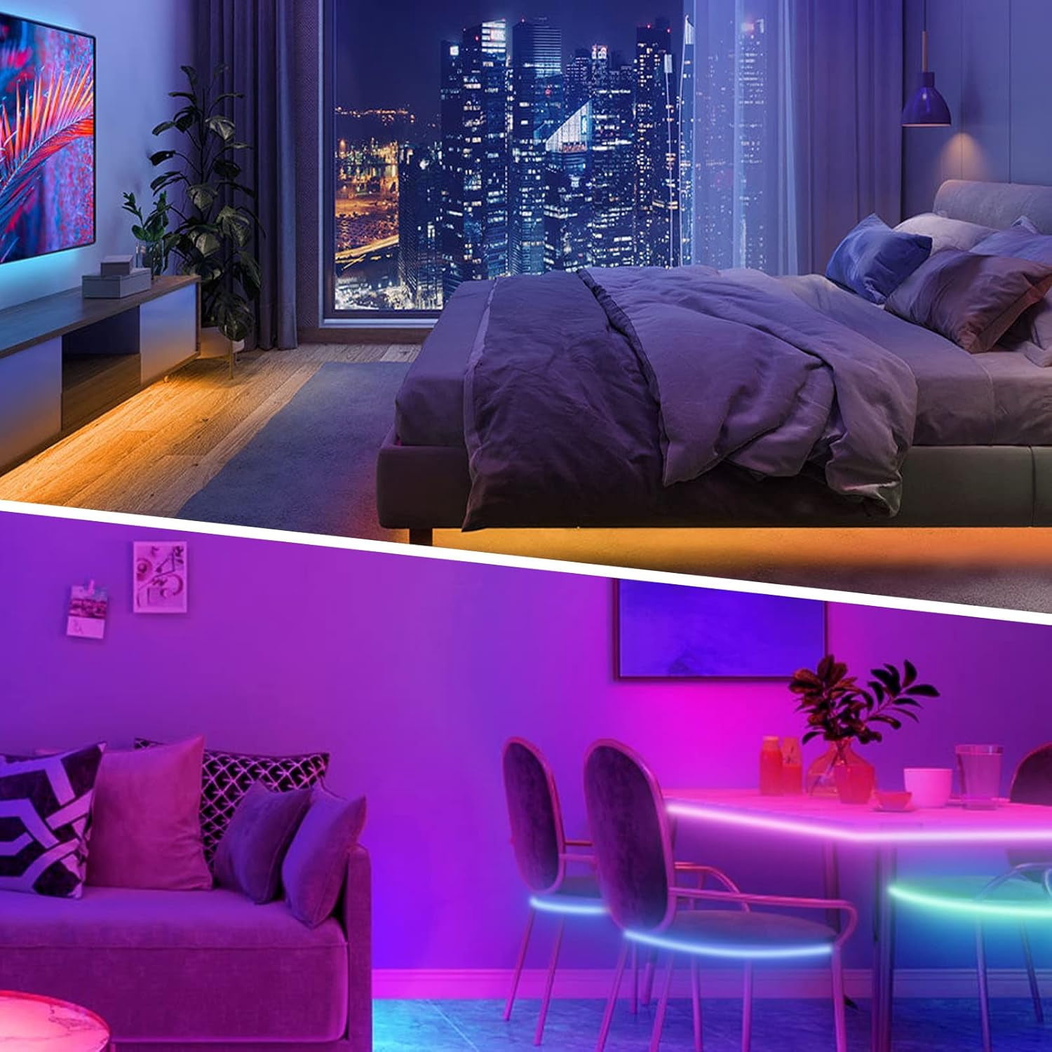 Music Sync LED Strip Lights 100FT, RGB Color Changing with Smart APP & Remote Control, Indoor Flexible Lighting for Bedroom, Party, Home Decor
