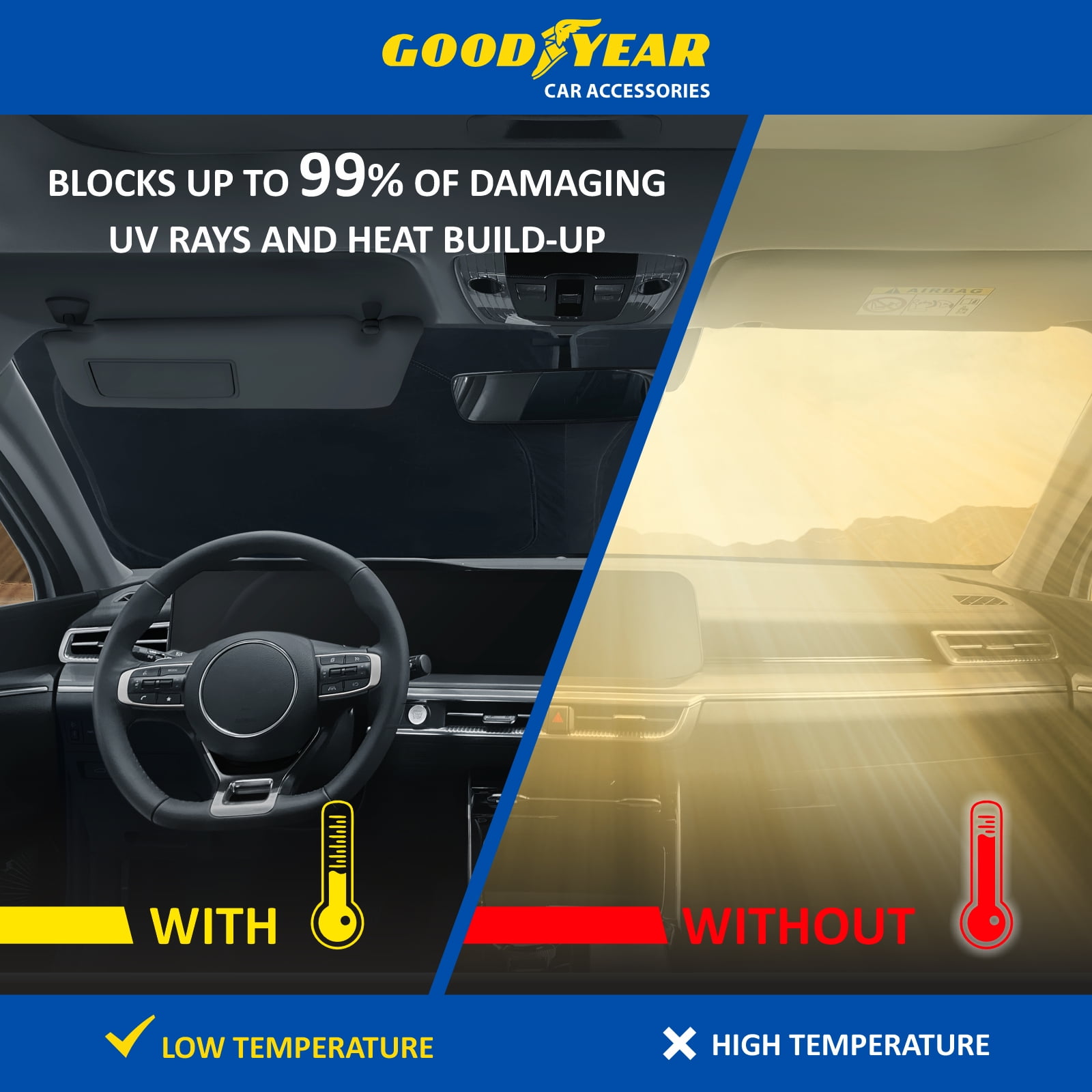 Goodyear Foldable Windshield SunShade for Honda CR-V (CRV) 2012-2016, SUV car accessories, Sunshade Cover, Sun Shade Car Windshield, Window Sun Blocker - GY008282