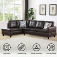 thumbnail image 3 of PonLiving Sectional Sofa Set for Living Room Furniture Set，Faux Leather L-Shape Sectional Sofa, 3 of 12