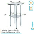 thumbnail image 3 of AmGood 18 in. x 18 in. Stainless Steel Table | Metal Utility Kitchen Prep Work Table | NSF, 3 of 9