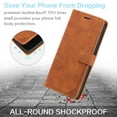 thumbnail image 3 of Allytech Slim Wallet Case for iPhone 15, [3 Card Slots] [Cash Pocket] Premium PU Leather Kickstand Magnetic Clasp Shockproof Full Body Protective RFID Blocking Flip Case - Brown, 3 of 8
