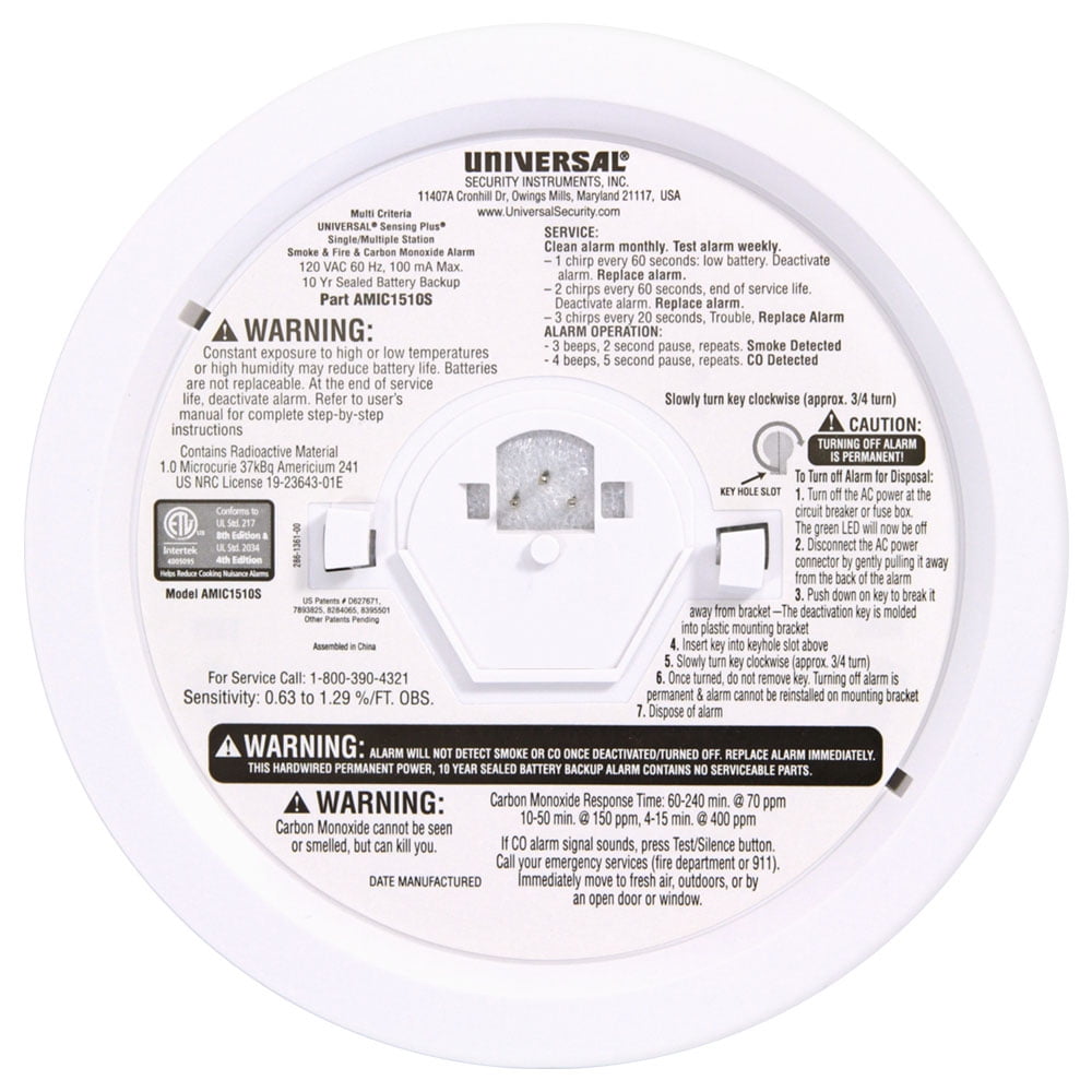 Universal Security Instruments Sensing Plus Smoke, Fire & Carbon Monoxide Alarm