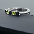 thumbnail image 5 of Gem Stone King 10K White Gold Black Onyx and Green Peridot 5 Stone Wedding Engagement Anniversary Promise Ring for Women (0.54 Cttw, Round 3MM, Size 7), 5 of 5