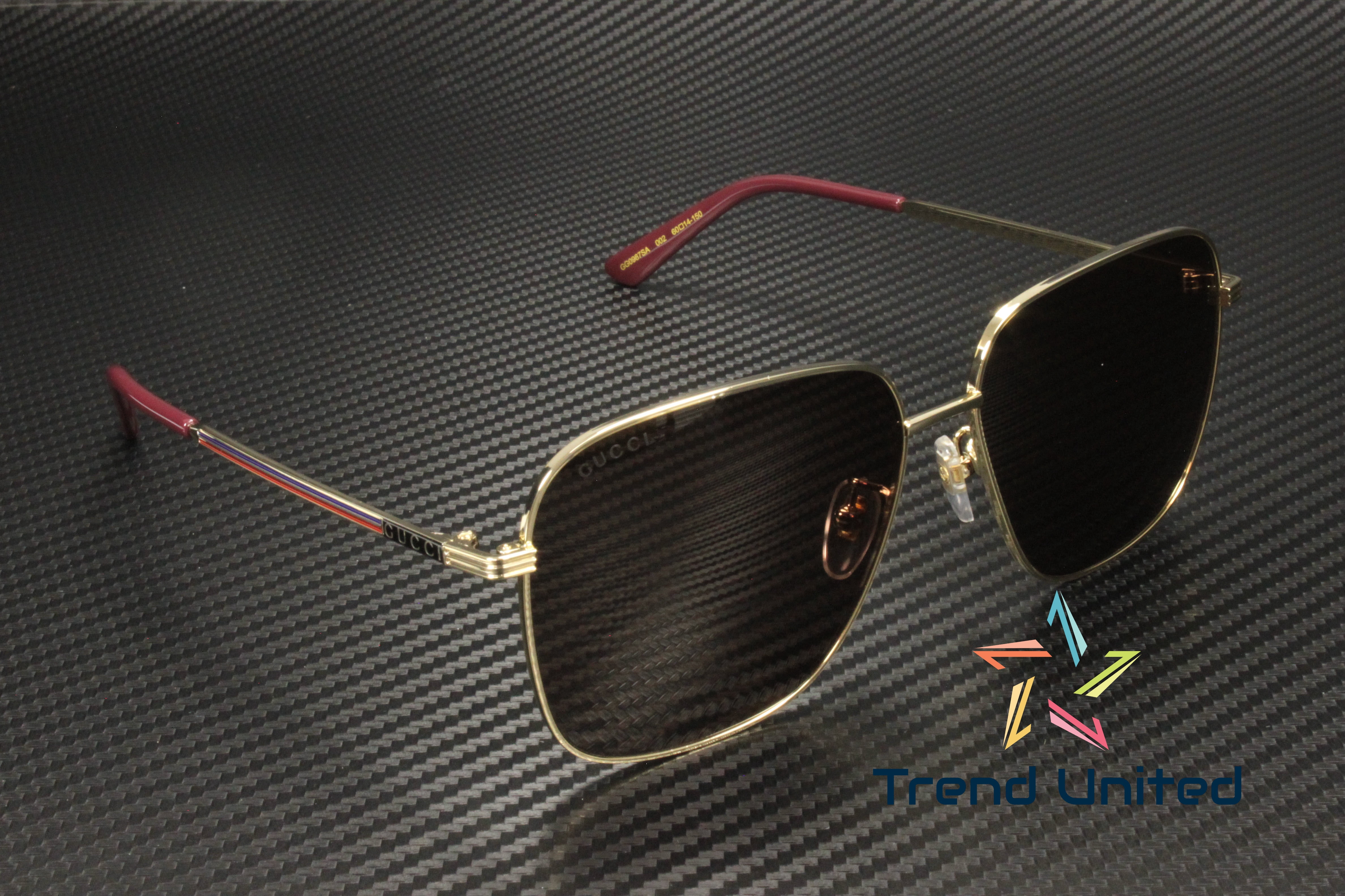 GUCCI GG0987SA 002 Rectangular Squared Metal Gold Brown 60  display picture 2