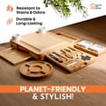 thumbnail image 5 of Bamboo Cheese Board Includes 2 Ceramic Bowls 2 Serving Plates. Magnetic 2 Drawers, Charcuterie Cutlery Knife Set, 2 Server Forks, Wine Opener, Labels, Markers. Perfect Gift, 5 of 10