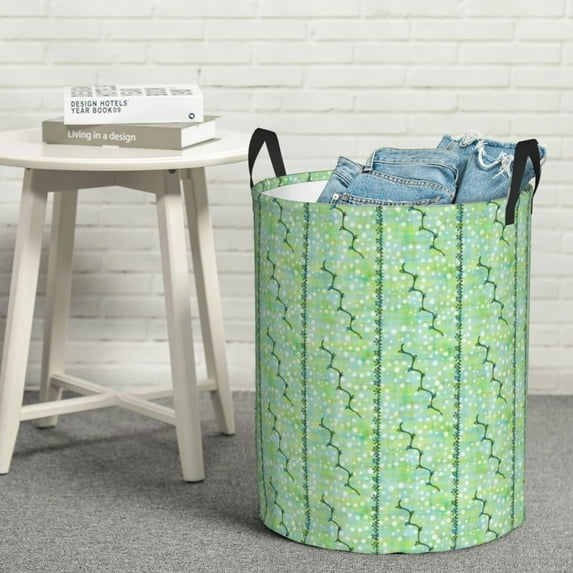 YFYANG Waterproof Laundry Hamper, Green Abstract Geometry Laundry Basket Oxford Fabric with Handle Foldable, M