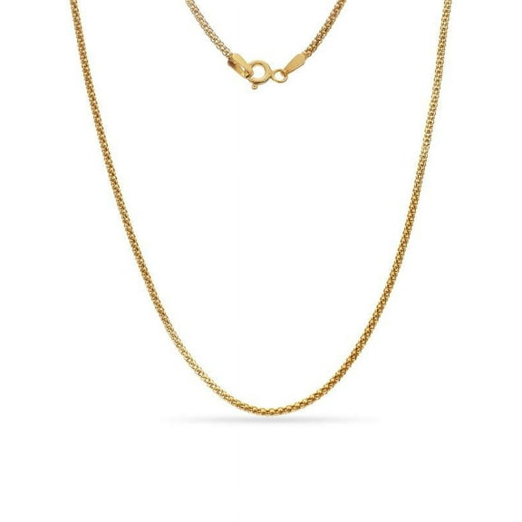 Gold Over Sterling Silver Mini Popcorn Chain Necklace 24 Inch