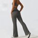 thumbnail image 2 of Body con espalda en V para mujer, trajes de Yoga para levantamiento de cadera, mono ajustado, pantalones acampanados de pierna ancha, trajes de mono de una pieza para gimnasio y Fitness, 2 of 5