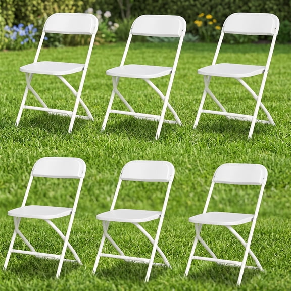 BouPower 6 Packs Plastic Folding Chairs, Portable for Commercial Indoor Outdoor Events, Weddings, Office, Parties