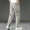 thumbnail image 6 of Dagegui Elastic Waist Cargo Pants for Men Solid Color Straight Fit Trousers Multi Pockets Running Jogger Pant Big and Tall Outdoor Active Pants Gray 3XL, 6 of 6