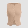 thumbnail image 6 of Admvng Womens Crop Tank Tops Ribbed Knit Button Down Crew Neck Sleeveless Blouses, 6 of 6