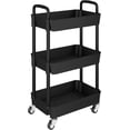 thumbnail image 1 of ERSAN-3-Tier Kitchen Rolling Utility Cart,Multifunction Storage Organizer with Handle and 2 Lockable Wheels for Kitchen,Bathroom,Living Room,Office,Black, 1 of 4