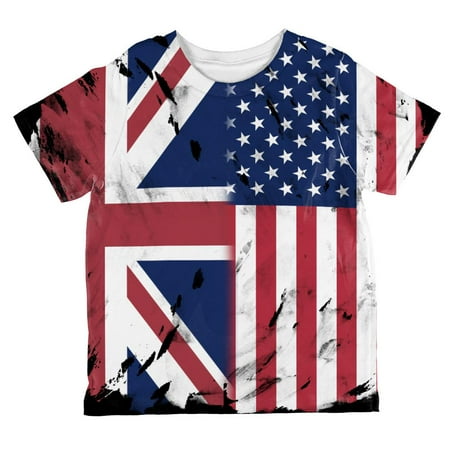 

British UK American Flag All Over Toddler T Shirt Multi 4T
