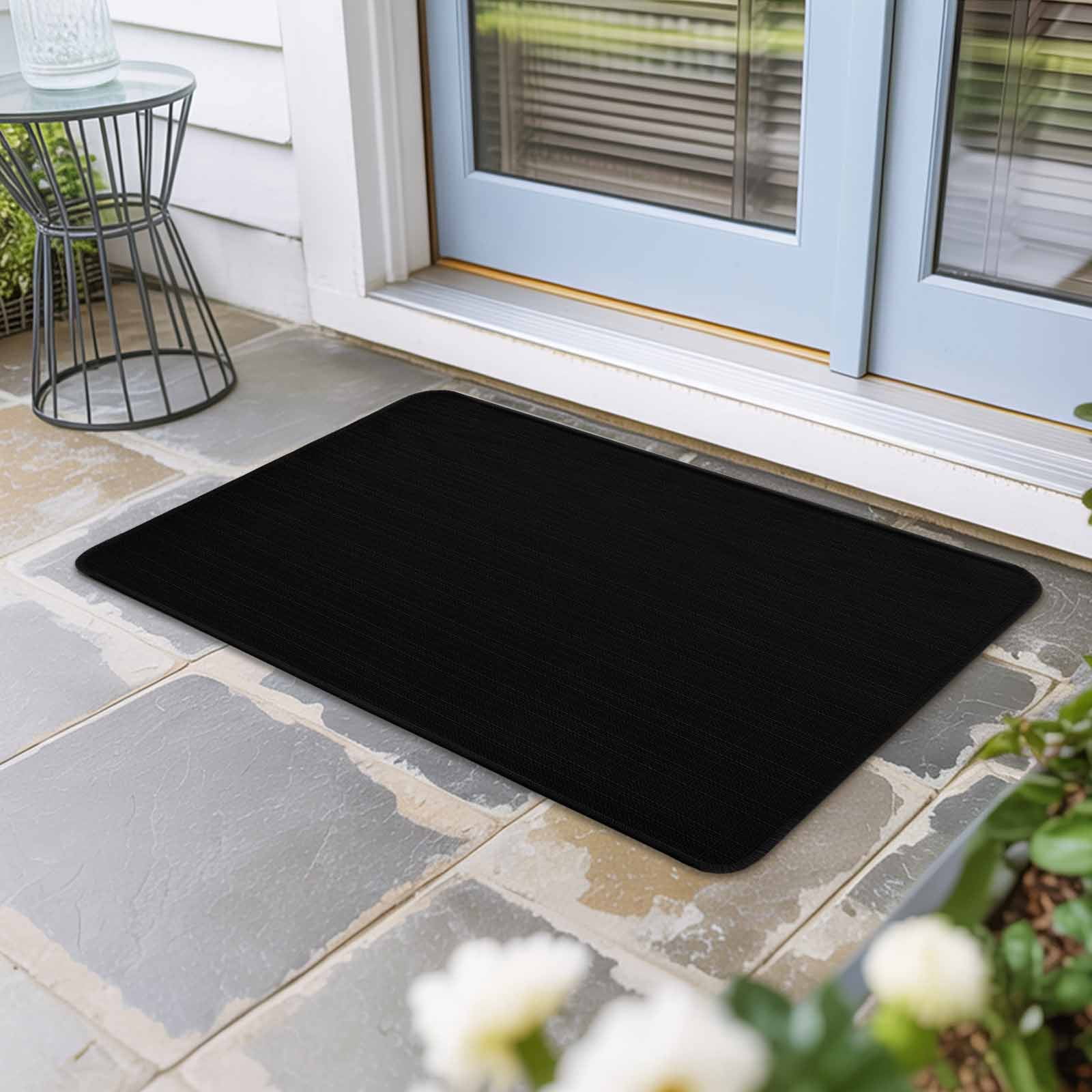 Black Doormat Outdoor Entrance 20"x31.5", Solid Color Farmhouse Black Absorb Moisture Dirt Door Mats, Non-Slip Rubber Backing Floor Mats Indoor, Low-Profile Front Door Rugs