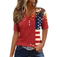 thumbnail image 2 of Goodtrade8 Short Sleeve T Shirts for Women July 4th Red White and Blue Pullover Graphic Red White and Blue Casual Summer , American Flag Independence Day Womens Tops Fashion, 2 of 9