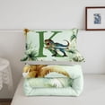 thumbnail image 5 of meiyoeat personalized Alphabet K Twin Comforter Sets,Green Plant Monstera Leaf Bedding Set,Light Gray Reversible,2pcs,1 Comforter and 1 Pillowcase, 5 of 7