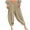 Khaki, variant on ABATAB Women Capri Pants Summer Casual Low Waisted Crop Trousers Baggy Beach Vacation Lantern Harem Capris