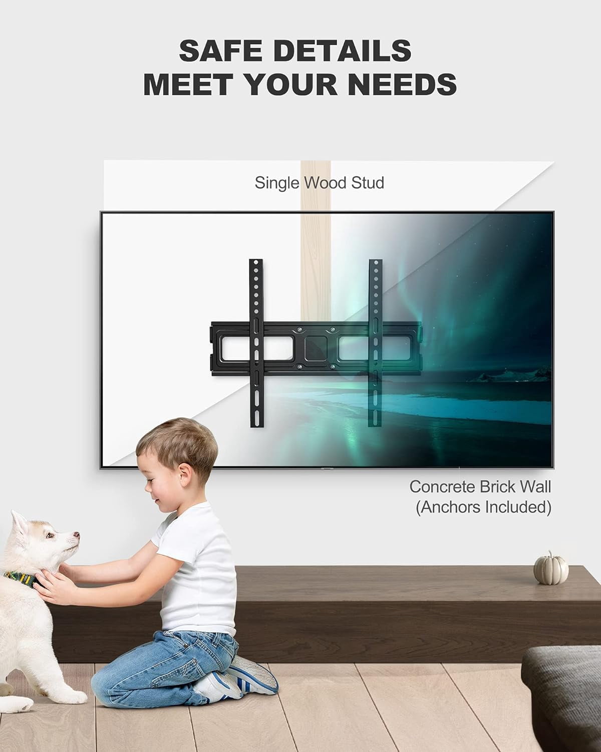 Full Motion TV Wall Mount, Heavy Duty Single Articulating Arms TV Bracket for Most 32-55 Inch Flat Curved TVs, Up to