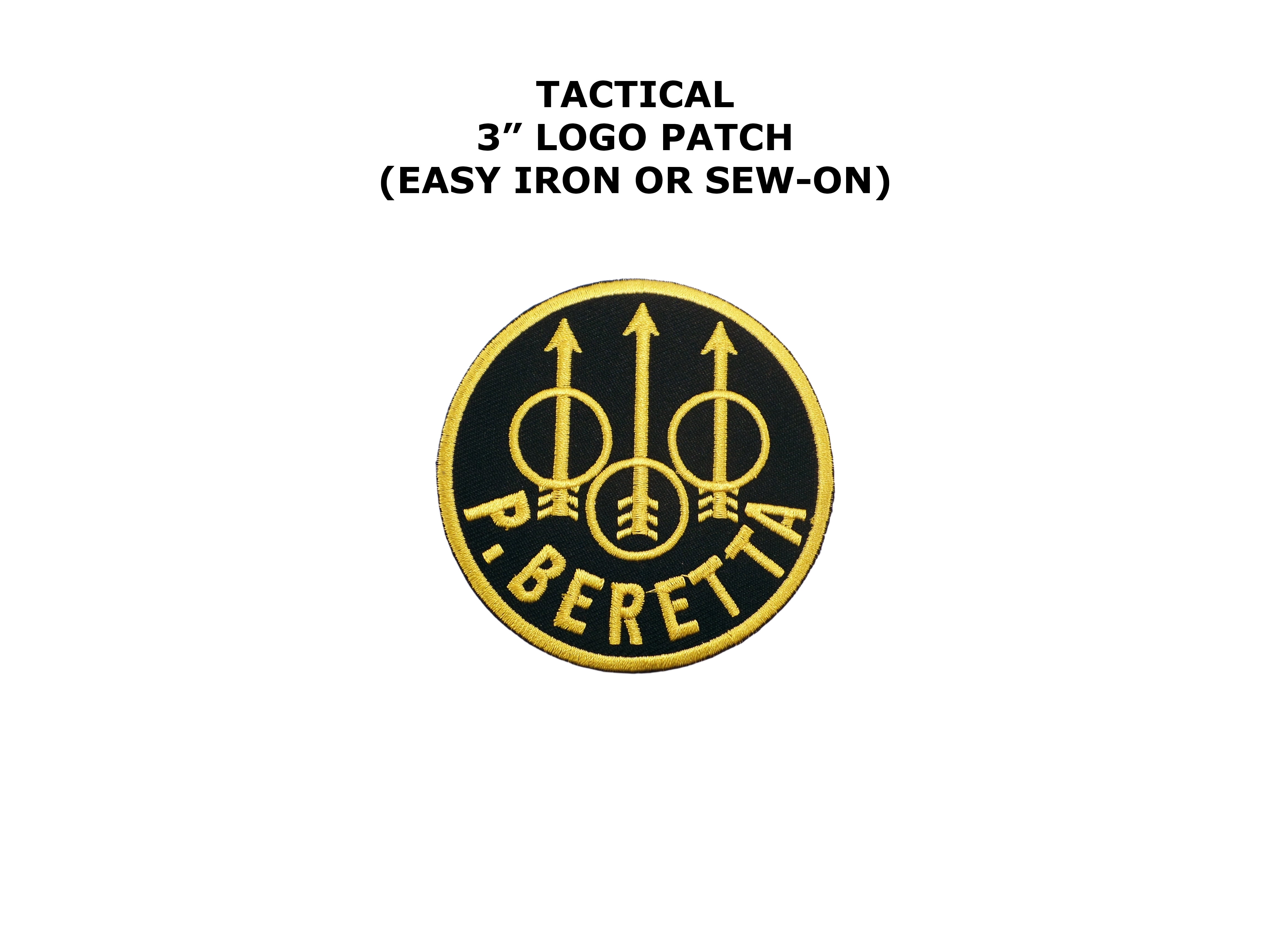 Sew On Beretta Embroidered Patch Firearms Black & Gray Logo 9mm M9A3 92 Iron 