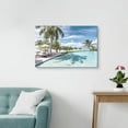 thumbnail image 3 of Ocean Canvas Wall Art Decor: Beach Coastal Scene Artwork Palm Tree Seascape Painting Print Horizontal Sunset Sea Theme Picture for Bathroom Bedroom Living Room, 3 of 6