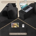 thumbnail image 4 of 135" U/L Shaped Corduroy Modular Sofa, Frameless Memory Foam Deep Seating with Movable Ottoman, Black, 4 of 12