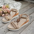 thumbnail image 5 of Wedge Sandals for Women Boho Beaded T- Strap Espadrilles Open Toe Platform Heels Elastic Slingback Casual Summer Dress Shoes Beige Size 7.5, 5 of 7