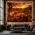 thumbnail image 6 of Rustic Autumn Dinner Scene with Lanterns and Pumpkins in a Barn, Cozy Farmhouse for Nature Lovers, Harvest Wall Decor, Housewarming Gift, Tapestry Wall Hanging for Bedroom and Living Room, 6 of 7