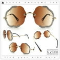 thumbnail image 2 of Womens Bling Rhinestone Jewel Rimless Cloud Shape Luxury Sunglasses Gold - Brown, 2 of 8