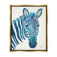 thumbnail image 2 of Stupell Industries Blue Zebra Stripes Wildlife Collage Portrait Graphic Art Metallic Gold Floating Framed Canvas Print Wall Art, Design by Lisa Morales, 2 of 5