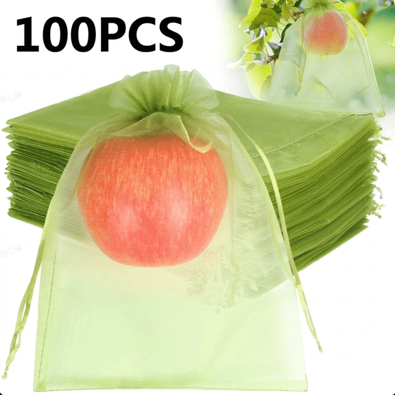 ROSEXIXI Fruit Storage Bags, 100-Pack Army Green Netting - 3.9" x 5.9" Small Mesh Produce Bags, Fine Insect Netting for Fruit Storage, Blueberries, Grapes and Vegetables