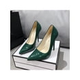 thumbnail image 7 of Ritualay Womens Dress Shoes Heels and Pumps Ladies Anti-Slip Slip On Dress Shoes Stiletto Heels Casual Glossy High Heel Pumps Party Lightweight Dress Pumps Heels Dark Green 6.5, 7 of 7