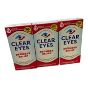 Clear Eyes Redness Eye Relief Eye Drops, 0.5 Fl Oz, Pack of 3