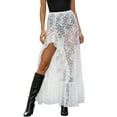 thumbnail image 2 of Womens Lace Skirt Beach Skirt Cover Up See through Floral Lace Maxi Skirts Asymmetrical Flowy Fairy Skirts, 2 of 7