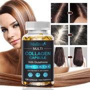 Multi Collagen Peptides Types I, II, III, V, X Capsules - Mulittea Multi Collagen Pills 710mg with Biotin Vitamin A B D - for Healthy Joints, Hair, Skin, Nails, 120 Capsules