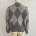 thumbnail image 5 of Rrxhxhs Cardigan Sweaters for Women Argyle V-Neck Knit Button Front Long Sleeve Cropped Vintage Casual Layering Top, 5 of 8
