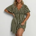 thumbnail image 6 of Sexy Plus Size Dresses for Women Stripes Wrap V Neck Large Bust Summer Short Sleeve Midi Dress Short, 6 of 7